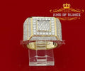 King Of Bling's Sterling Yellow 3.50ct Cubic Zirconia Square Men Adjustable Ring From SZ 9 to 11 KING OF BLINGS