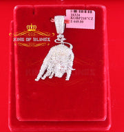 King Of Bling's White Sterling Silver Pendant Beautiful OX Shape 3.32ct Cubic Zirconia KING OF BLINGS