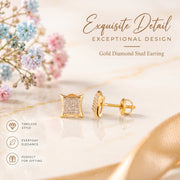 King Of Bling's 925 Sterling Yellow Silver Kite Shape 6.45MM size 0.10 CT Diamond Stud Earrings KING OF BLINGS