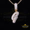 Yellow Cursive 3D Alphabet Shape 925 Sterling Silver Cubic Zirconia Pendant KING OF BLINGS
