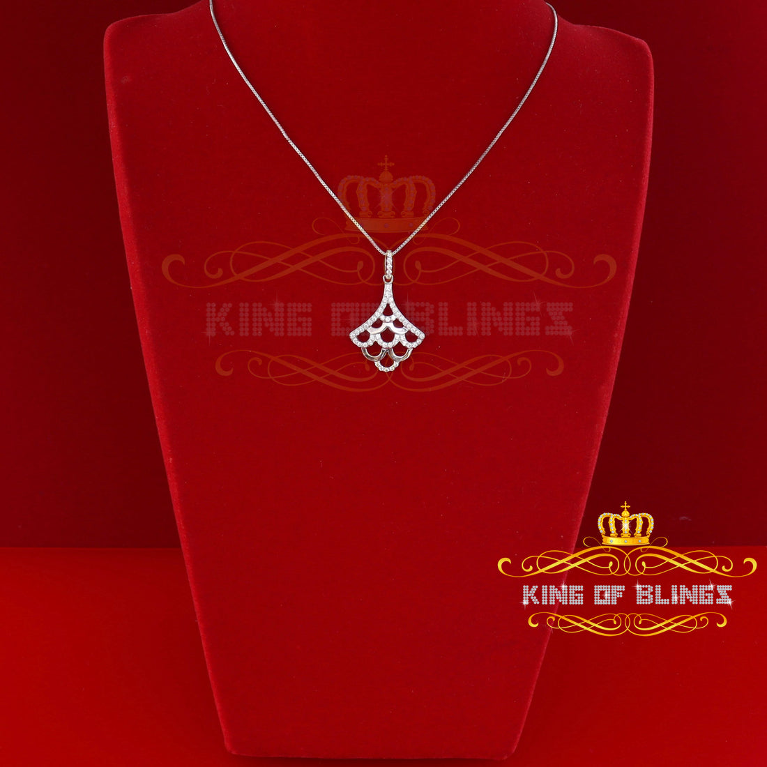 King Of Bling's King of Bling's White Sterling Silver Charming Necklace Pendant Cubic Zirconia