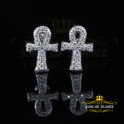 King of Bling's 0.50ct VVS 'D' Moissanite Men's/Womens 925 Silver White Ankh Stud Earrings KING OF BLINGS