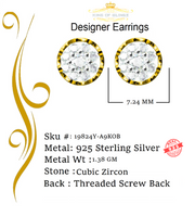 King of Bling's Yellow 925 Silver Cubic 0.14ct Zirconia Women's & Men's Hip Hop Flower Earrings KING OF BLINGS