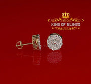 King of Bling's Aretes Para Hombre 925 Yellow Silver 2.48ct Cubic Zirconia Round Women's Earring KING OF BLINGS