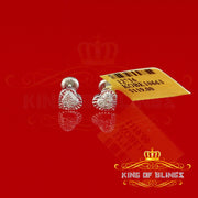 King Of Bling's Aretes Para Hombre Heart 925 White Silver 0.05ct Diamond Women's /Men's Earring KING OF BLINGS