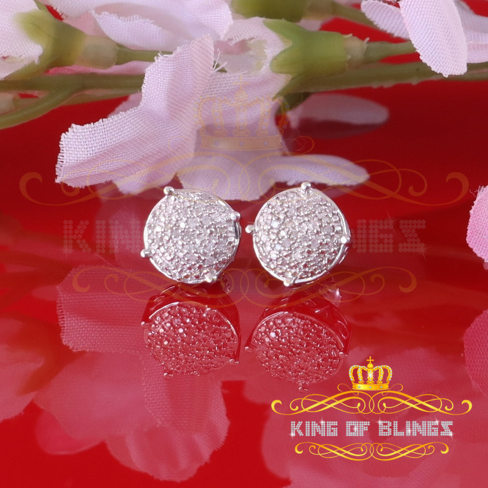 King Of Bling's 0.10ct Diamond 925 Sterling White Silver for Men's & Womens Stud Round Earrings KING OF BLINGS