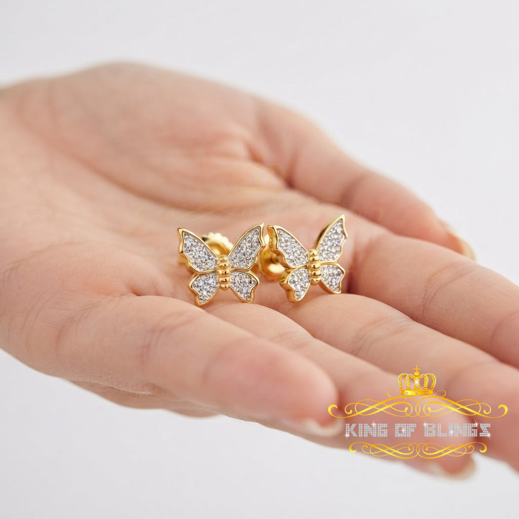 King of Bling's Women's 0.34ct Cubic Zirconia Butterfly Stud Earring Yellow 925 Sterling Silver KING OF BLINGS