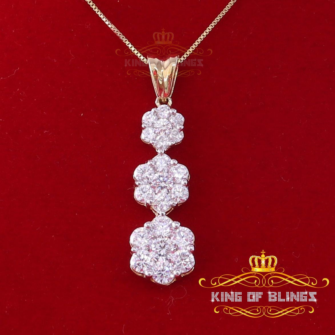 Tripple Flower Shape Yellow 925 Sterling Silver Pendant 5.83ct Cubic Zirconia KING OF BLINGS