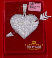 White Special Heart arrow Shape Sterling Silver Pendant 13.58ct Cubic Zirconia KING OF BLINGS