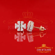 King  of Bling's 925 Yellow Silver 1.00ct VVS 'D' Moissanite Tory Burch Stud Earring Men's/Womens King of Blings