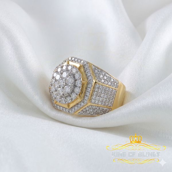 King Of Bling's 925 Silver Yellow 8.40ct Cubic Zirconia Wide Men Adjustable Ring From SZ 9 to 11
