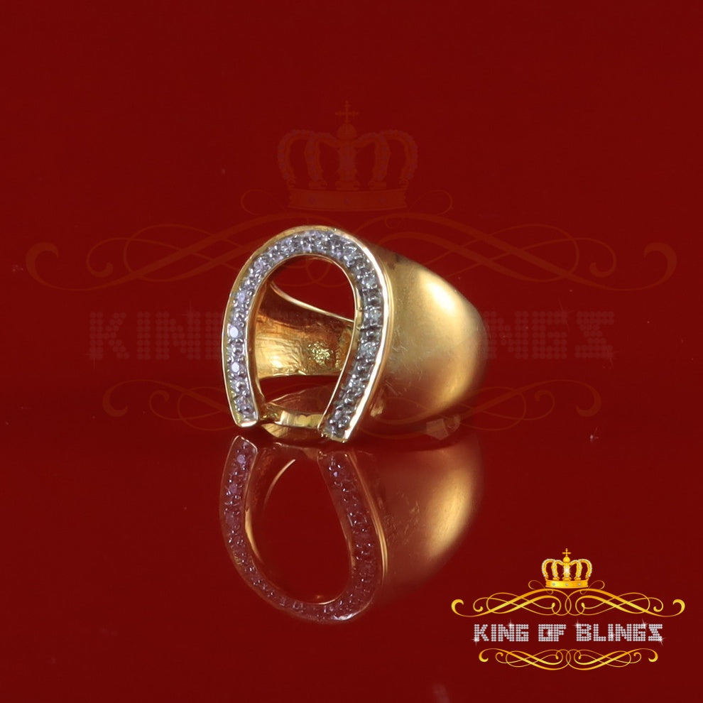 King Of Bling's 925 Yellow Silver Cubic Zirconia 0.26ct Horseshoe Men's/Women's Ring SZ 7.5