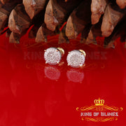 King of Blings-925 Sterling Silver 0.10ct Diamond For Women's & Men's Yellow Stud Round Earring KING OF BLINGS