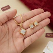King of Bling's 925Yellow Silver 0.33CT Genuine Diamond Kite Shape Medallion Pendant&Earring Set King of Blings