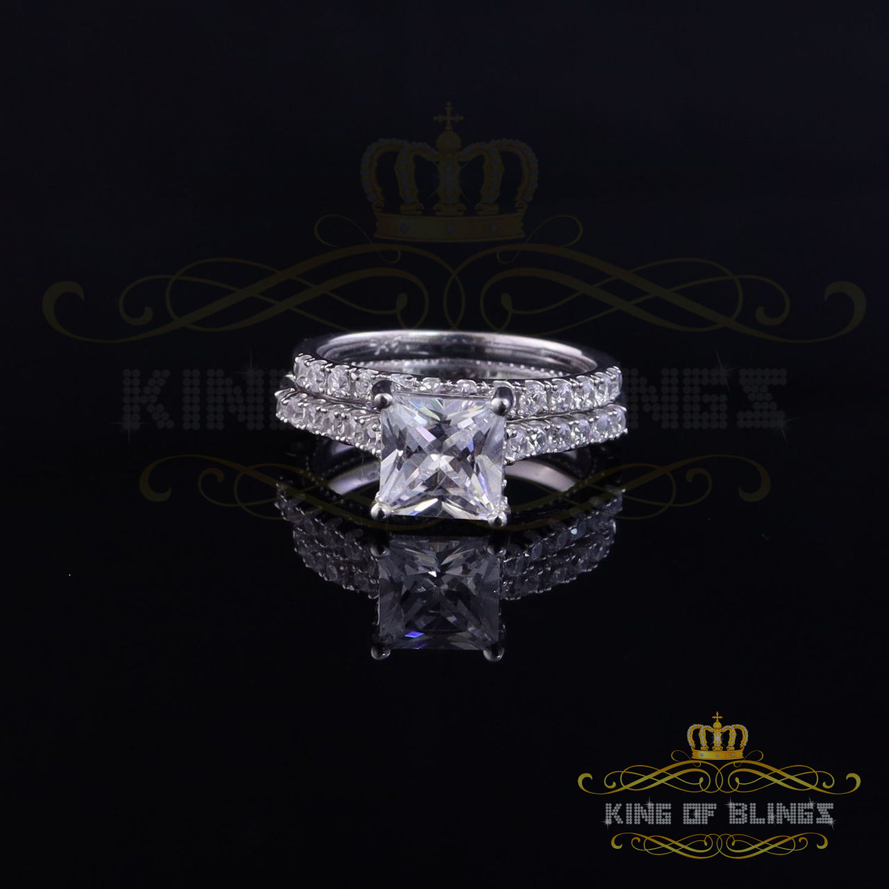 King Of Bling's4.30ct White Cubic Zirconia 925 Sterling Silver Bridal Fashion Womens Ring SZ 7