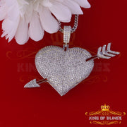 White Special Heart arrow Shape Sterling Silver Pendant 13.58ct Cubic Zirconia KING OF BLINGS