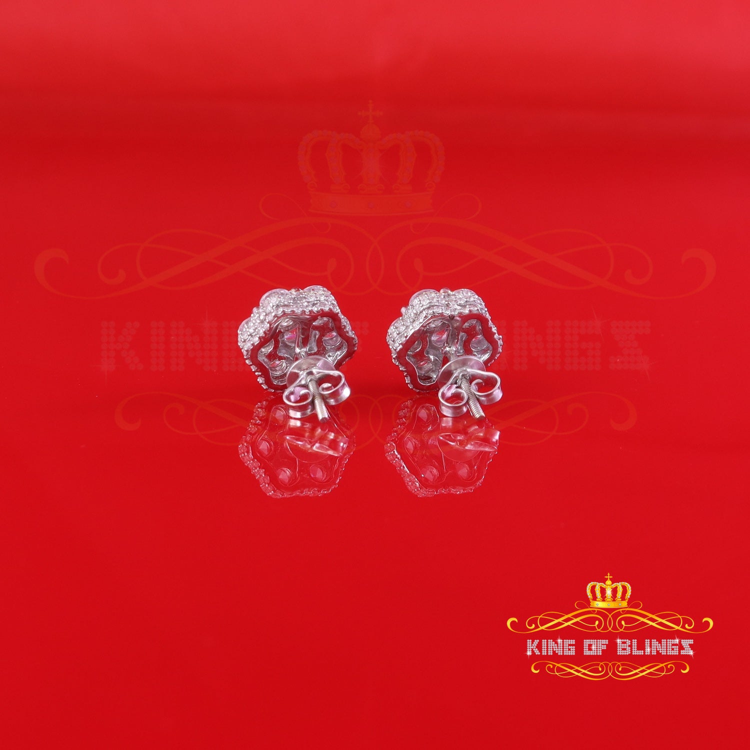 King of Blings- 3.00ct Cubic Zirconia 925 White Silver Sterling Hip Hop Floral Women's Earrings KING OF BLINGS