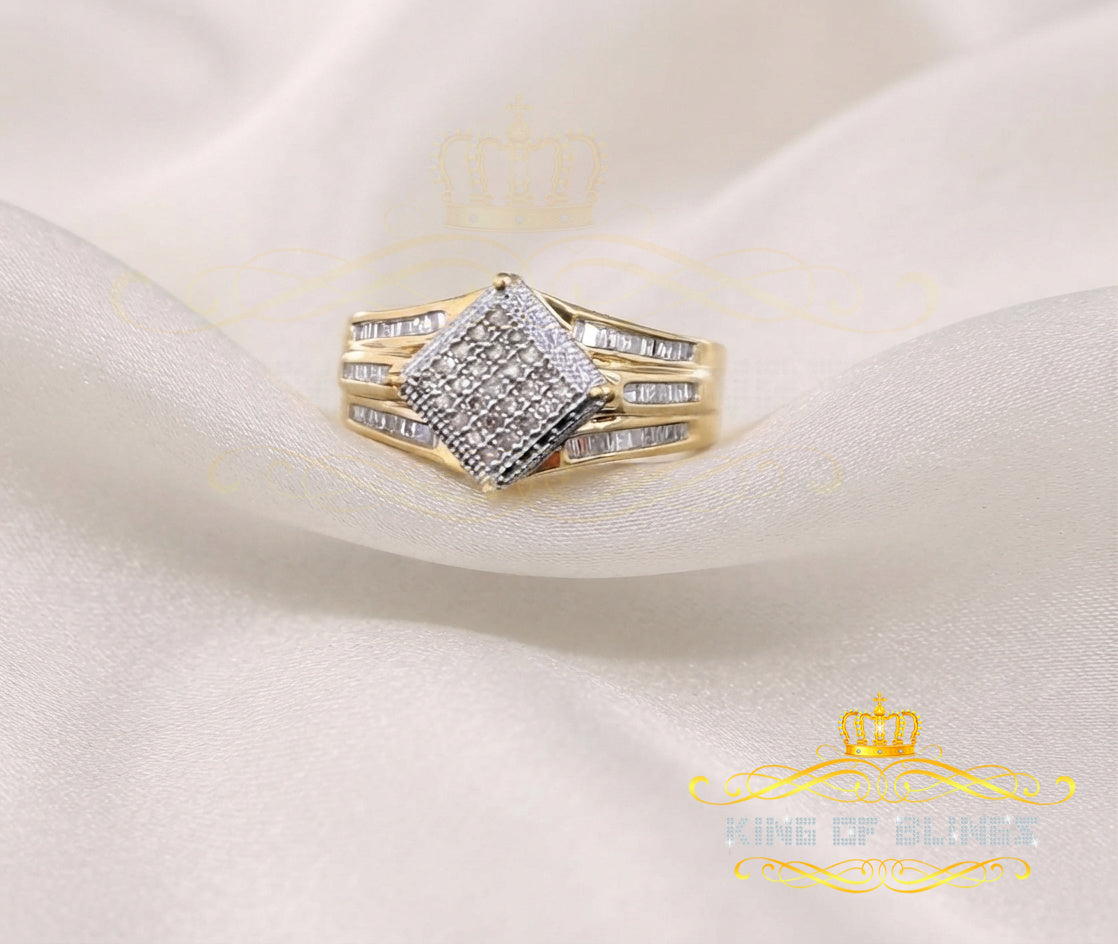King Of Bling's 0.50CT Real Diamond 925 Sterling Yellow Silver Wedding Womens Square Ring Size 7 KING OF BLINGS