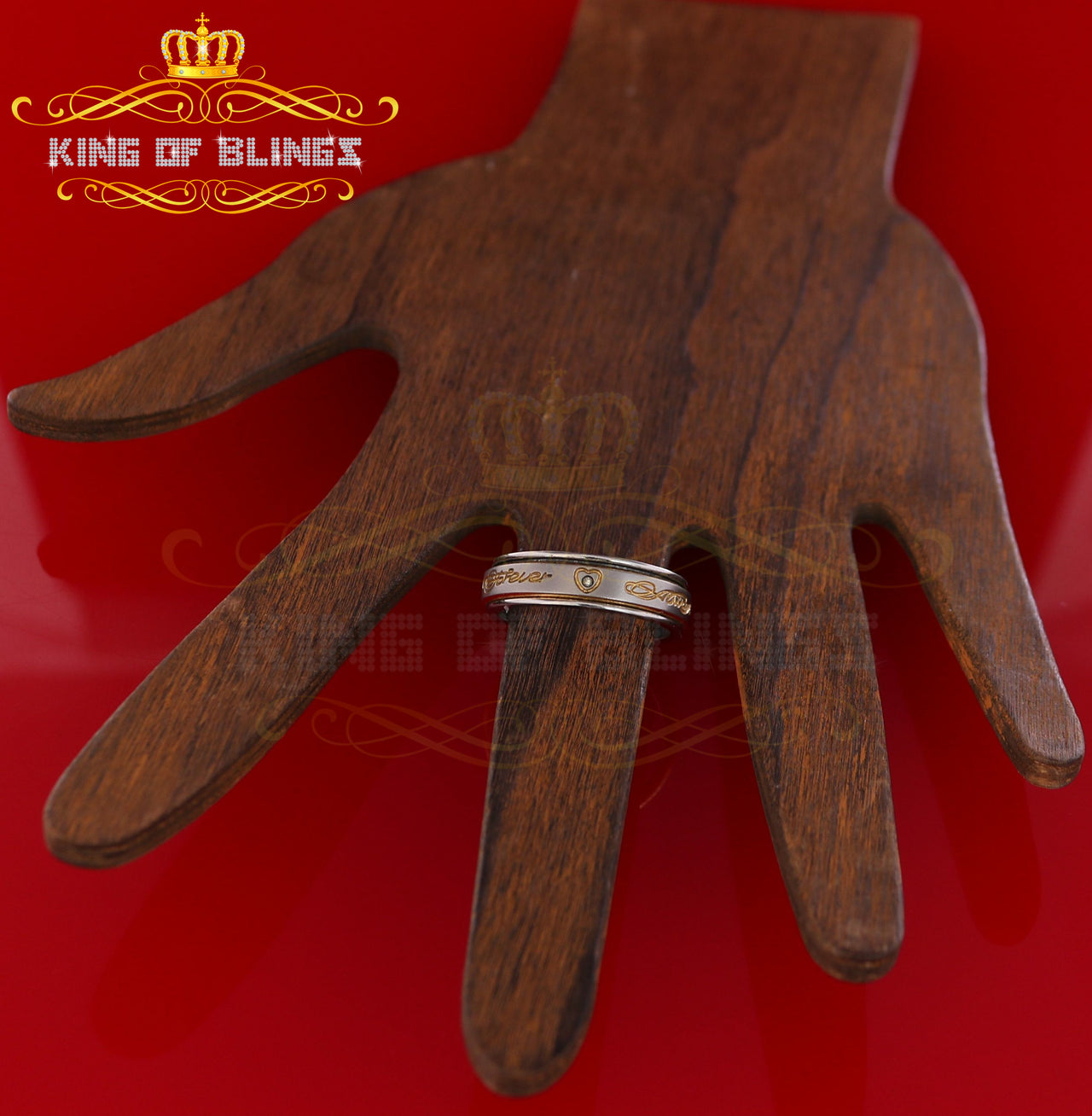 King Of Bling's Titnium White 0.01CT Diamond Mens Two Tone Band Ring Size 8 and Size 9 KING OF BLINGS