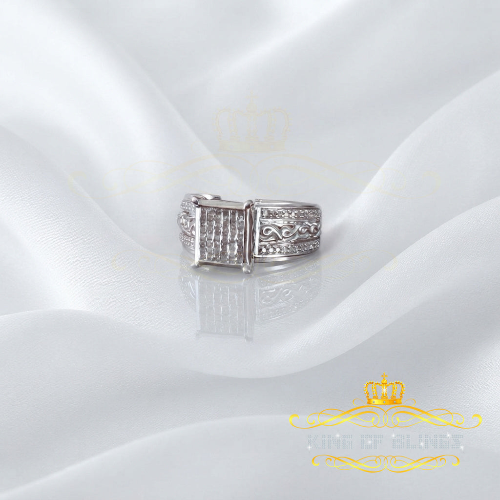 King Of Bling's Real Diamond 0.50 CT 925 Sterling Silver White Shiny Womens Square Ring Size 5.5 KING OF BLINGS