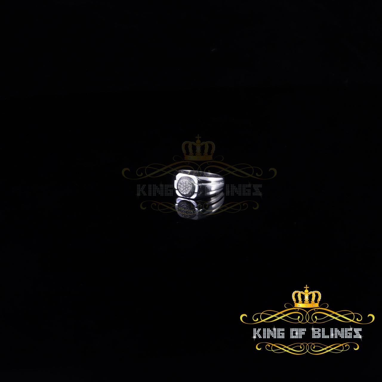 King Of Bling's 925 Sterling Silver White Metal with 0.25CT Real Diamond Wide Men's Ring SZ 11