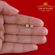 King Of Bling's 10K Real Yellow Gold Real Diamond 0.05CT Men's/Women's Stud Square Micro Earring KING OF BLINGS