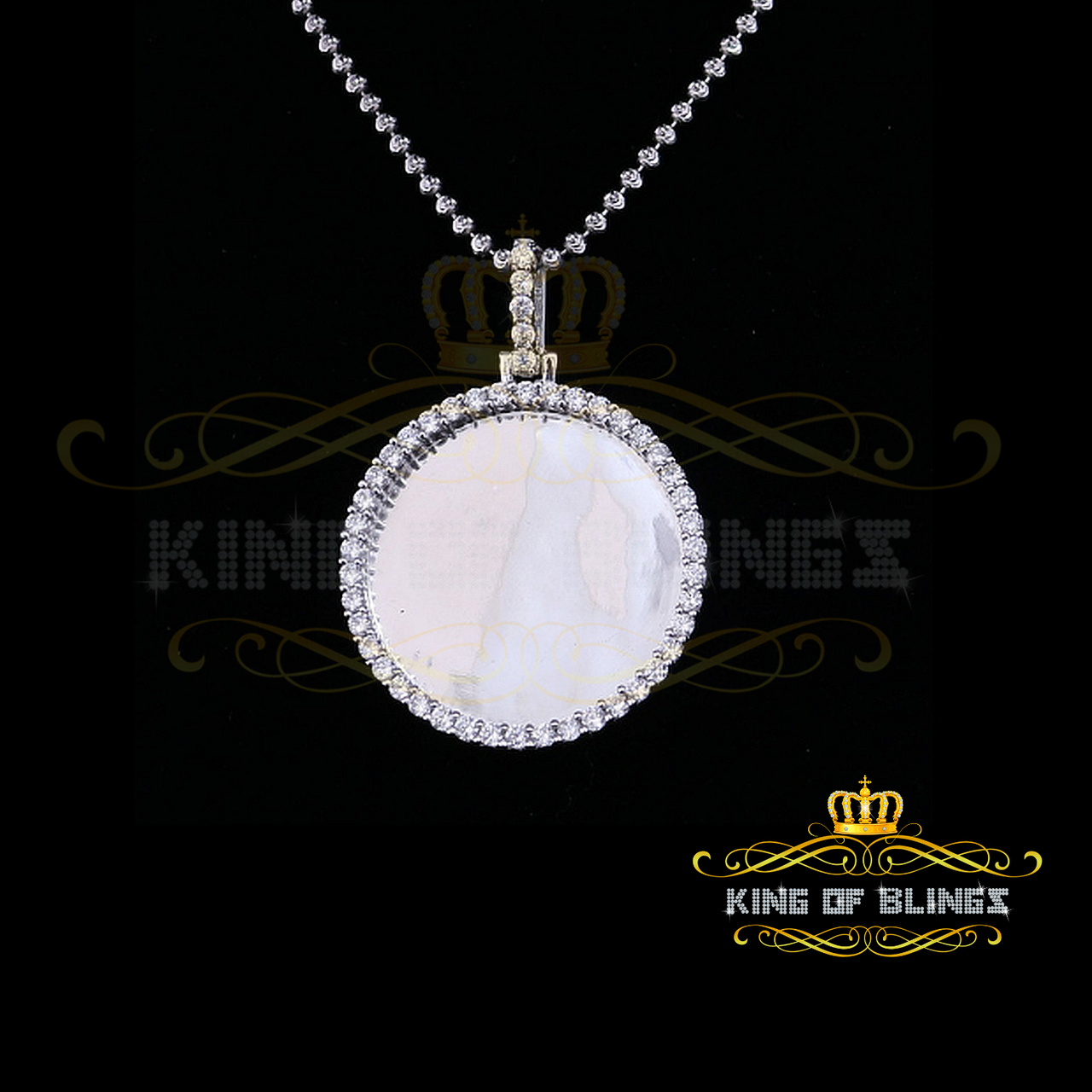 King Of Bling's Attractive 925 Sterling White Silver Pendant Round with 2.82ct Cubic Zirconia