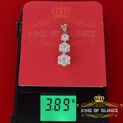 Yellow 925 past present future Sterling Silver Pendant 3.71ct Cubic Zirconia KING OF BLINGS