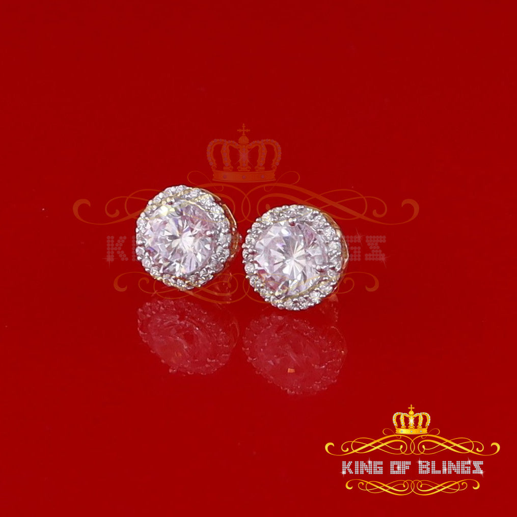 King of Bling's 925 Yellow Silver 4.42ct Cubic Zirconia Women's & Men's Hip Hop Round Earrings KING OF BLINGS