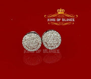 King of Blings- Aretes Para Hombre 925 White Silver Women's & Men Cubic Zirconia Round Earring KING OF BLINGS