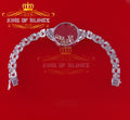 925 Silver White Floating Flowers Men's/Womens Bracelet with Cubic Zirconia SZ 7 KING OF BLINGS