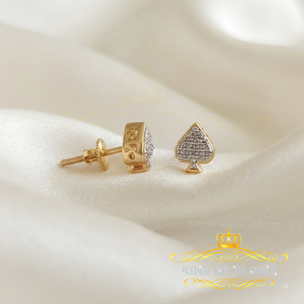 King of Blings-925 Sterling Silver Yellow 0.05ct Diamond For Women's & Men's Stud Heart Earring KING OF BLINGS