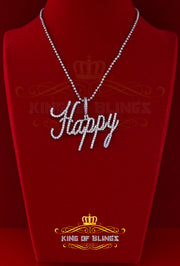 King Of Bling's White Beautiful 'HAPPY" Letter 925 Sterling Silver Pendant 4.75ct Cubic Zirconia KING OF BLINGS