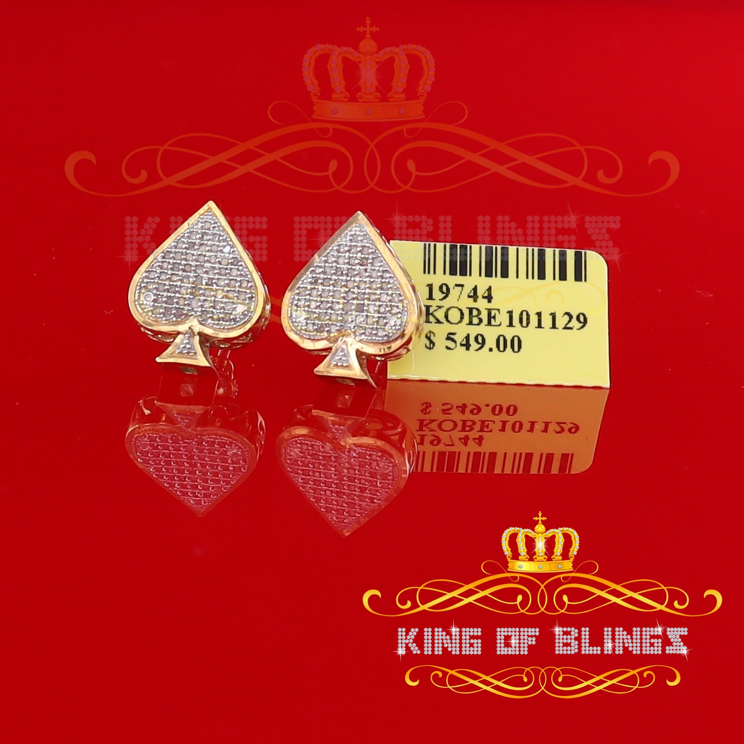 King of Blings-925 Sterling Silver Yellow 0.25ct Diamond For Women's / Men's Stud Heart Earring KING OF BLINGS