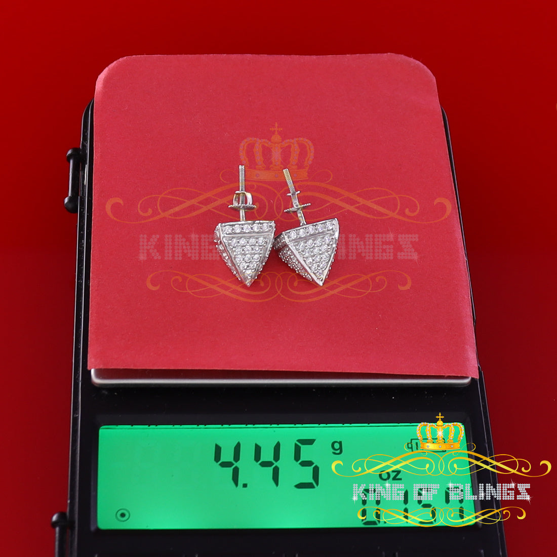 King of Blings- White 925 Silver Screw Back 2.19ct Cubic Zirconia Women Hip Hop Square Earrings KING OF BLINGS