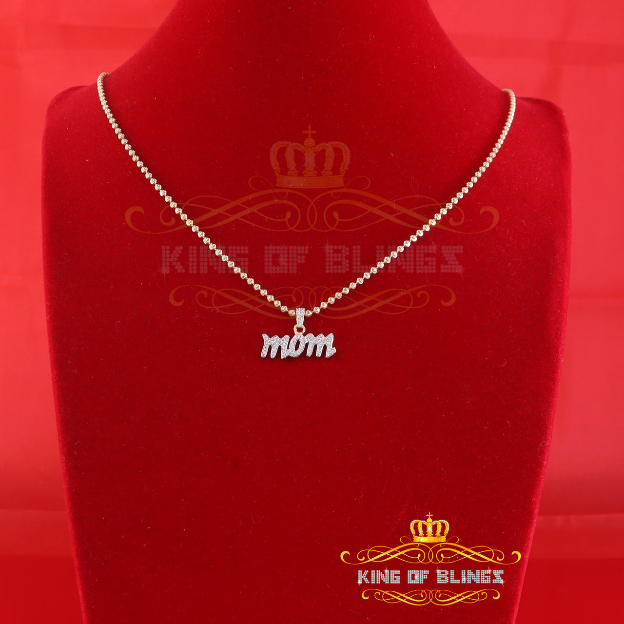 King Of Bling's 0.61ct Cubic Zirconia "MOM" Yellow Silver Pendant Special Offer @ Mother's Day KING OF BLINGS