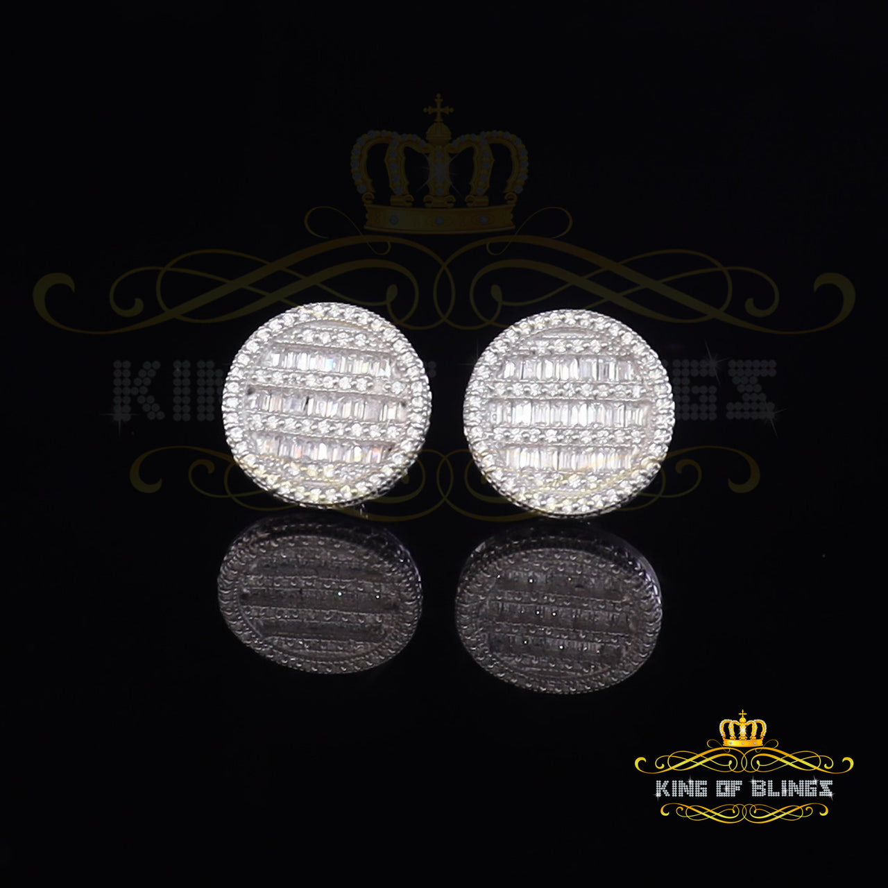 King of Blings- 0.68ct Cubic Zirconia 925 Sterling White Silver Round Men's & Women's Earrings KING OF BLINGS