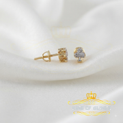 King of Blings-0.05ct Diamond 925 Sterling Yellow Silver Women's & Men's Club Suit Stud Earring KING OF BLINGS