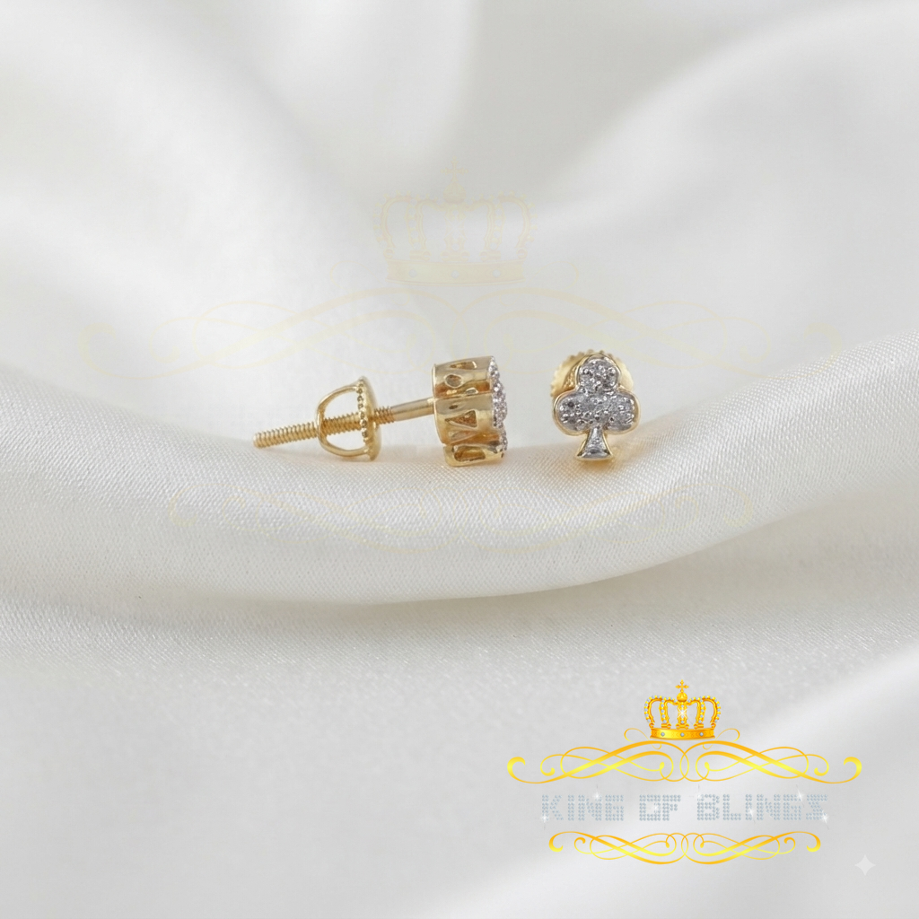 King of Blings-0.05ct Diamond 925 Sterling Yellow Silver Women's & Men's Club Suit Stud Earring KING OF BLINGS