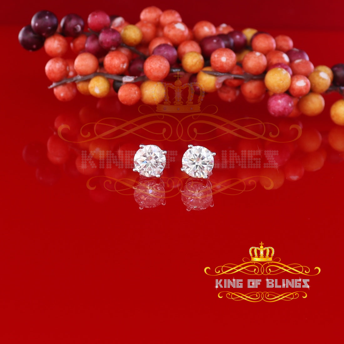 King of Bling's Mens/Womens stud 925 silver White 4.50ct VVS 'D' Color Moissanite Stud Earrings KING OF BLINGS