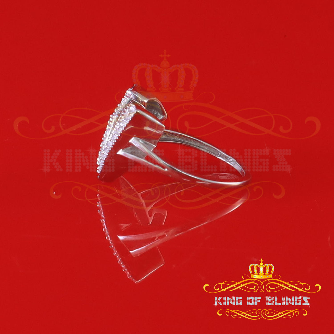 King Of Bling'sCubic Zirconia 0.40ct Alphabet W Women's White Silver Ring Size 7