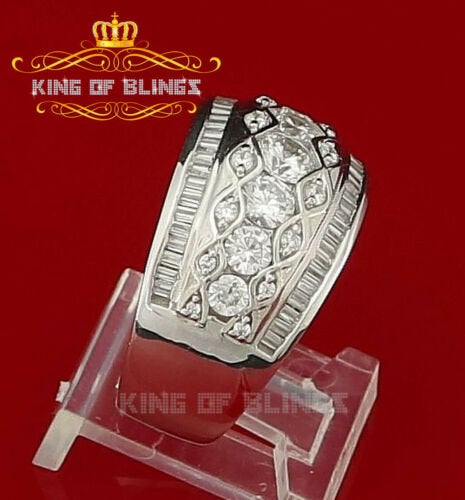 King Of Bling'sWhite Silver 3.50ct Cubic Zirconia Round Men's Adjustable Ring From SZ 9 to 11 KING OF BLINGS