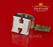 King Of Bling'sWhite H Shape Silver Cubic Zirconia 4.00ct Men's Adjustable Ring From SZ 12 to 14 KING OF BLINGS