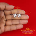 King of Blings- White 0.35ct Cubic Zirconia 925 Silver Men's & Women's Fleur de Lis Earrings KING OF BLINGS
