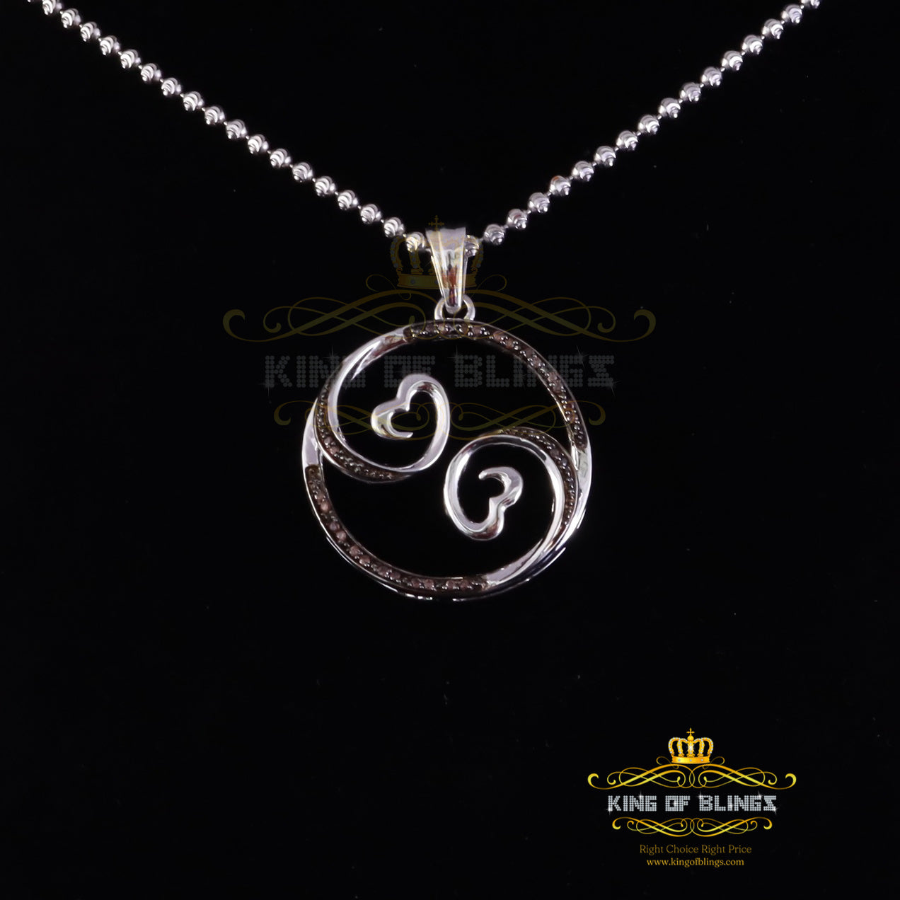 King Of Bling's White Dual Type Heart Shape Pendant 925 Sterling Silver 0.28ct Cubic Zirconia KING OF BLINGS