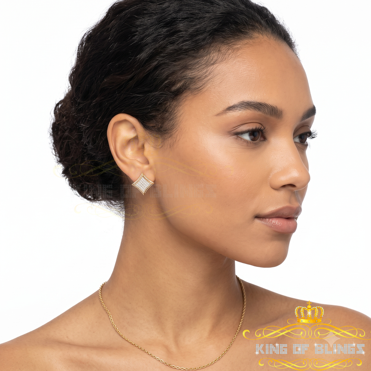 King of Blings-925 Sterling Silver 0.10ct Diamond Small For Women's & Men's Yellow Kite Earring