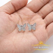 King of Bling's Women's 0.34ct Cubic Zirconia Butterfly Stud Earrings White 925 Sterling Silver KING OF BLINGS