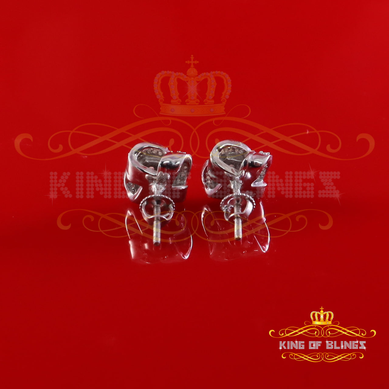 King of Bling's New Men's/Womens 925 White Silver 0.50ct VVS 'D' Moissanite Floral Stud Earrings KING OF BLINGS