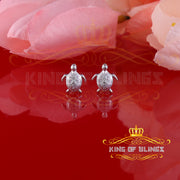 King Of Bling's 925 Sterling White Silver 0.10ct Diamond Turtle Earrings For Women's & Men's KING OF BLINGS