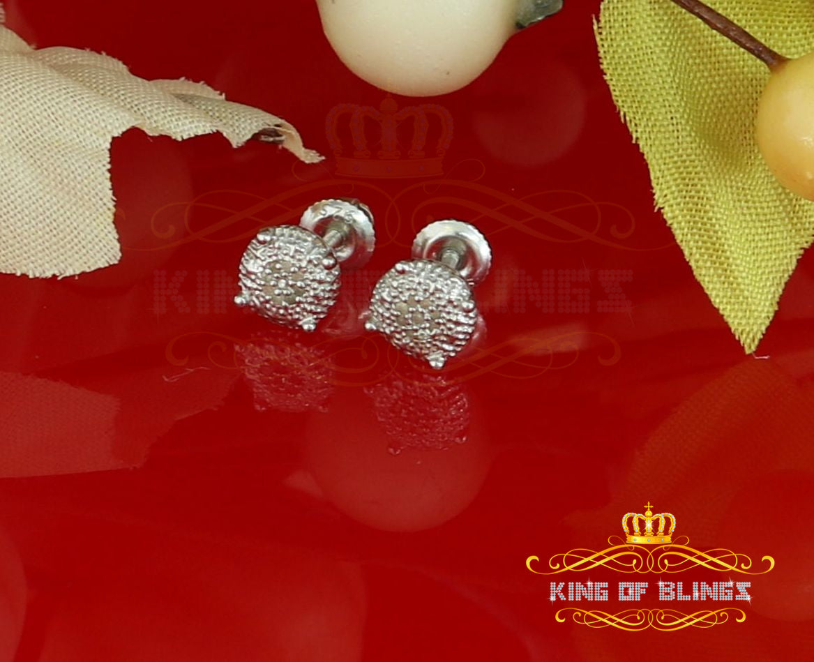 King Of Bling's 0.05ct Real Diamond 925 Sterling Silver White For Men's & Women's Round Earring KING OF BLINGS